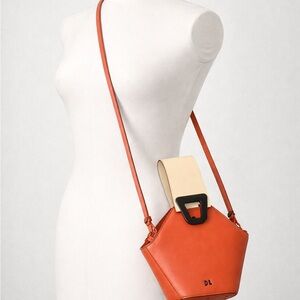 DL Orange and Cream Crossbody Bag